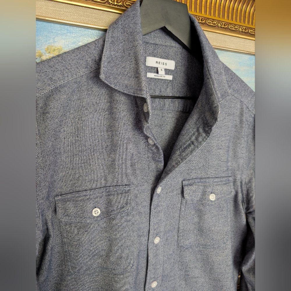 Reiss Blue/Grey Duke Overshirt